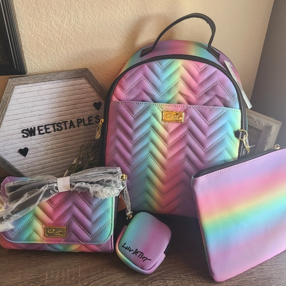 Betsey Johnson Handbags - Betsey Johnson Luv Charli Backpack & Foley Crossbody Rainbow Ombré